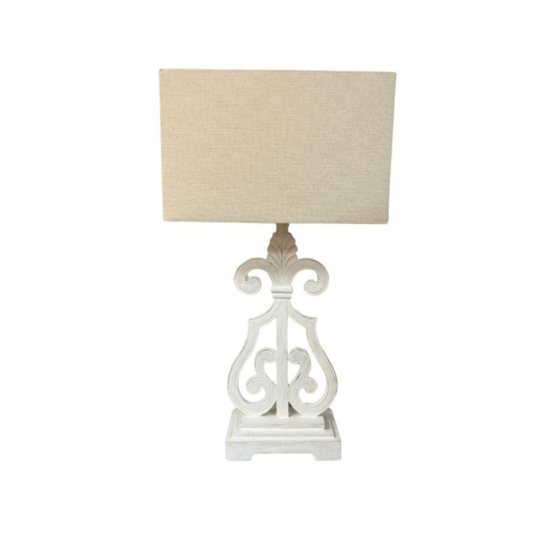 Carved Wood Lamps (Set of 2)