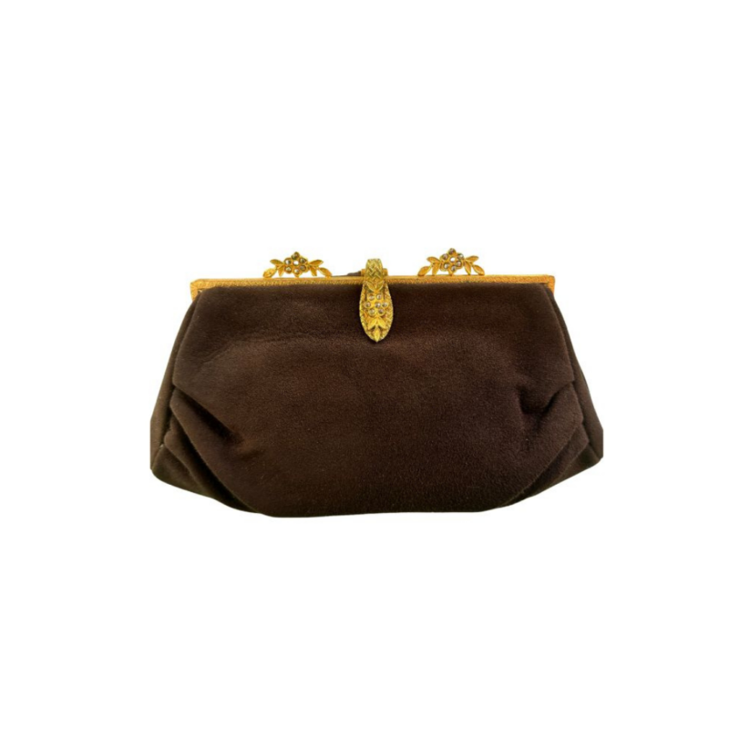 Vintage Brown Suede Clutch