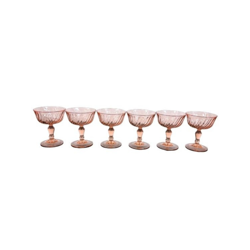 Vintage Pink Champagne Flutes - Set of 6 - Image 3
