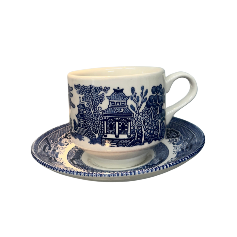 Churchhill Blue Willow Cup & Saucer Set - Image 2