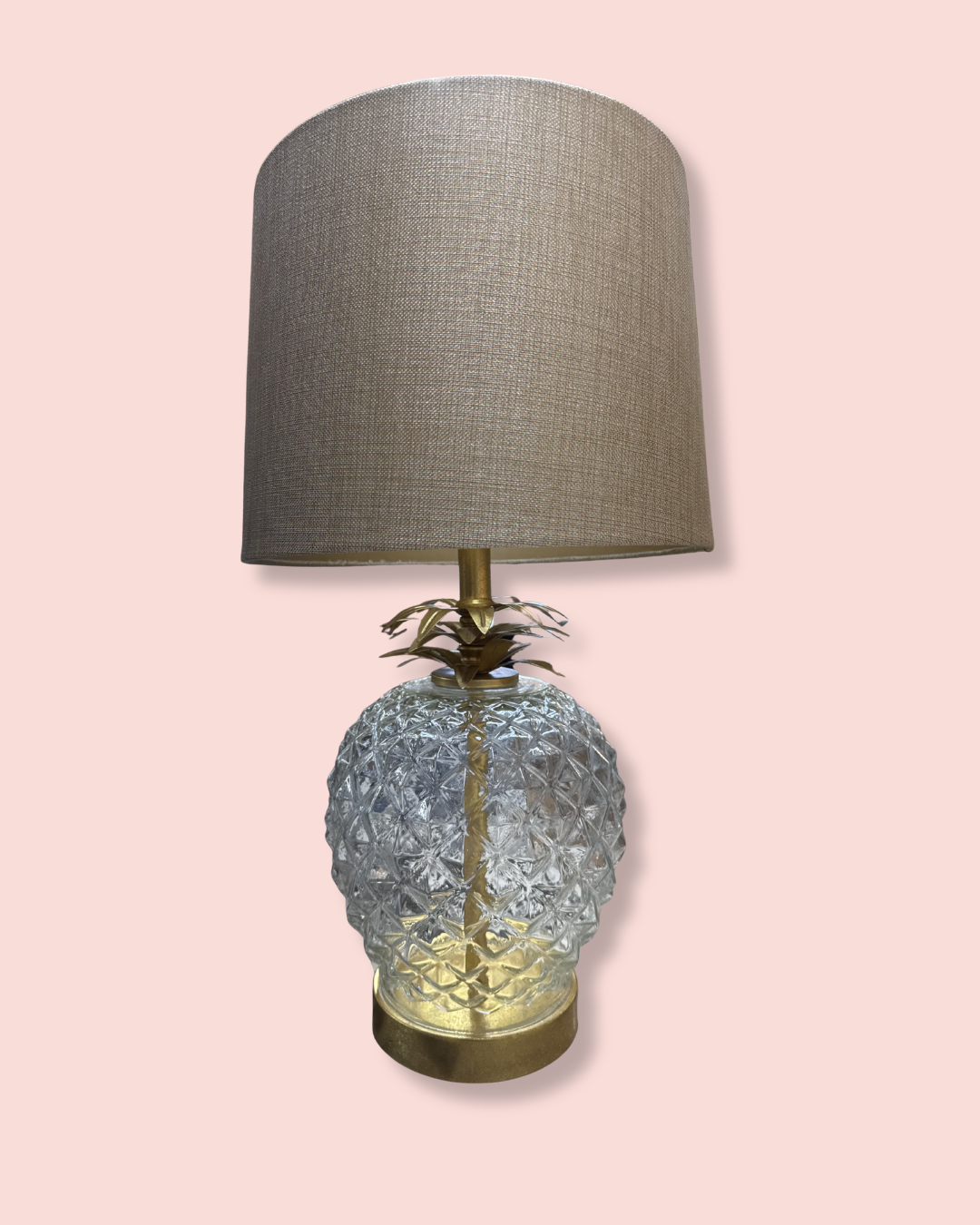 Glass Pineapple Lamp With Linen Shade